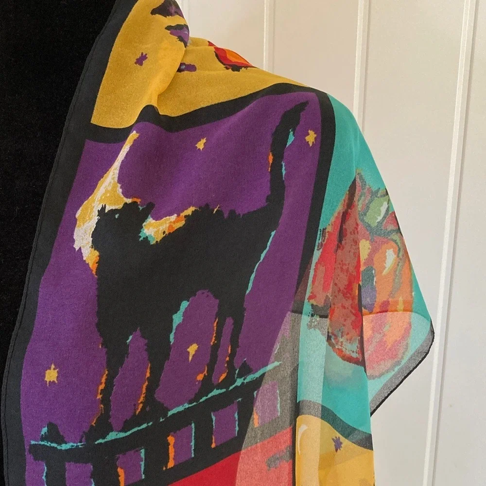 ECHO Halloween Themed‎ Vibrant Sheer Scarf 13x61 Novelty Teacher Fall